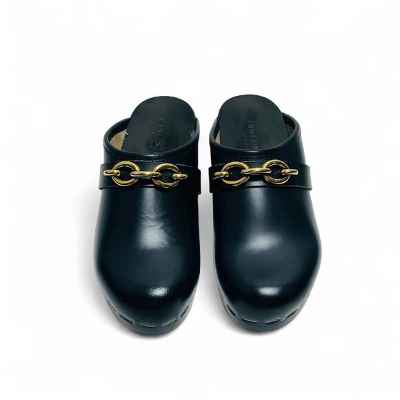 NIB Saint Laurent YSL Le Maillon EU 38 US 8 Chain Clogs Black Leather Shoes $945 - Picture 6 of 12